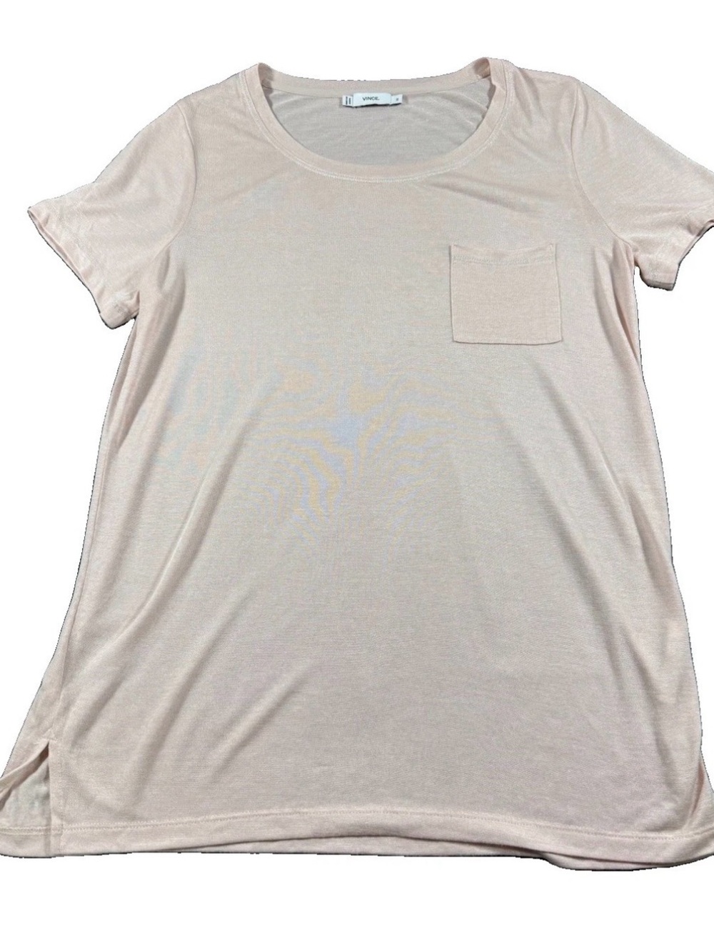 Vince Women’s XS Blush Pink Pocket Tee Short Sleeve Rayon Blend Casual Top